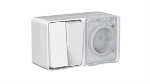 Systeme Electric AtlasDesign Profi54 Наруж Серый Блок: Роз. з/к со шт. 16А, Выкл.2-клав.10А ATN543074