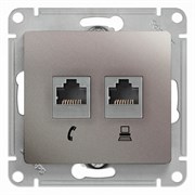 Glossa платина розетка 2-ая RJ11+RJ45, кат.5E GSL001285