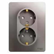 Glossa платина розетка 2-ая с заземлением, со шторками (в сборе) GSL001226