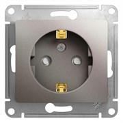 Glossa платина розетка с заземлением, со шторками GSL001245