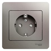 Glossa платина розетка с заземлением, со шторками (в сборе) GSL001244