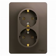 Glossa шоколад розетка 2-ая с заземлением, 16А (в сборе) GSL000824