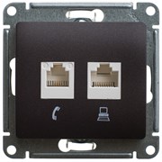 Glossa шоколад розетка 2-ая компьютерная RJ45+RJ45, кат.5E GSL000885KK