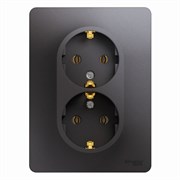Glossa графит розетка 2-ая с заземлением, (в сборе) GSL001324