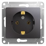 Glossa графит розетка с заземлением GSL001343