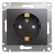 Glossa графит розетка с заземлением, со шторками GSL001345