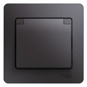 Glossa графит розетка с заземлением, со шторками с крышкой IP20 (в сборе) GSL001346