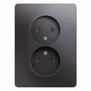 Glossa графит розетка 2-ая без заземления (в сборе) GSL001320