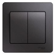 Glossa графит выключатель 2-клавишный, сх.5, 10AX (в сборе) GSL001352