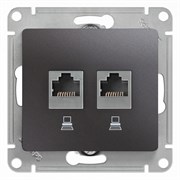 Glossa графит розетка 2-ая компьютерная RJ45+RJ45, кат.5E GSL001385KK