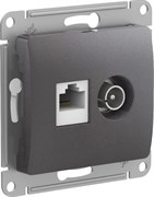 Glossa графит розетка двойная TV + компьютерная RJ45, кат. 5Е GSL001389