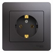 Glossa графит розетка с заземлением, (в сборе) GSL001342