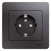 Glossa графит розетка с заземлением, со шторками (в сборе) GSL001344