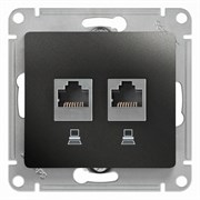 Glossa антрацит розетка 2-ая компьютерная RJ45+RJ45, кат.5E GSL000785KK
