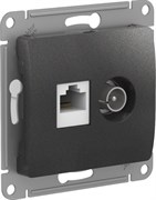 Glossa антрацит розетка двойная TV + компьютерная RJ45, кат. 5Е GSL000789