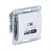 Glossa Белый USB розетка A + тип-C 45W высокоскорост. зарядка QC, PD, механизм GSL000129