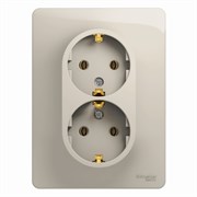 Glossa молочный розетка 2-ая с заземлением, (в сборе) GSL000924