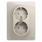 Glossa молочный розетка 2-ая с заземлением, со шторками (в сборе) GSL000926