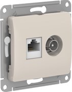 Glossa молочный розетка двойная TV + компьютерная RJ45, кат. 5Е GSL000989