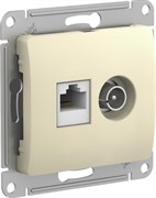Glossa бежевый розетка двойная TV + компьютерная RJ45, кат. 5Е GSL000289