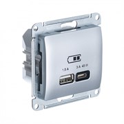 Glossa алюминий USB розетка A + тип-C 45W высокоскоростная зарядка QC, PD, механизм GSL000329