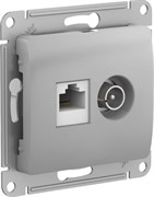 Glossa алюминий розетка двойная TV + компьютерная RJ45, кат. 5Е GSL000389