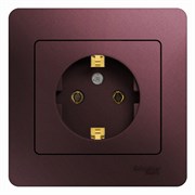 Glossa баклажановый розетка с заземлением, (в сборе) GSL001142