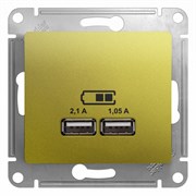 Glossa фисташковый розетка USB 5В/2,1А, 2х5В/1,05А GSL001033