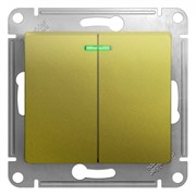 Glossa фисташковый выключатель 2-клавишный с подсветкой, сх.5а, 10AX GSL001053