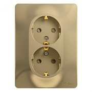 Розетка 2-м СП Glossa 16А IP20 с заземл. защ. шторки в сборе титан SE GSL000426 pe688089