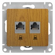 Glossa дерево дуб розетка 2-ая компьютерная RJ45+RJ45, кат.5E GSL000585KK
