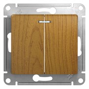 Glossa дерево дуб выключатель 2-клавишный с подсветкой, сх.5а GSL000553