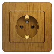 Glossa дерево дуб розетка с заземлением, (в сборе с рамкой) GSL000542