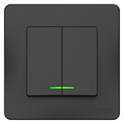 Blanca внутренняя антрацит выключатель 2-клавишный с подсветкой, 10А, 250B BLNVS010516