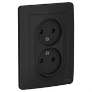 Blanca внутренняя антрацит розетка 2-ая без заземления без шторок, 16А, 250В BLNRS000026