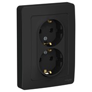 Blanca внутренняя антрацит розетка 2-ая с заземлением, без шторок, 16А, 250В BLNRS001026