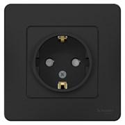 Blanca внутренняя антрацит розетка с заземлением, со шторками, 16А, 250В BLNRS001116