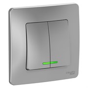 Blanca внутренняя алюминий выключатель 2-клавишный с подсветкой, 10А, 250B BLNVS010513