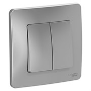 Blanca внутренняя алюминий выключатель 2-клавишный, 10А, 250B BLNVS010503