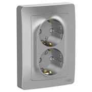 Blanca внутренняя алюминий розетка 2-ая с заземлением, со шторками, 16А, 250В BLNRS001123