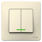 Blanca внутренняя молочная выключатель 2-клавишный с подсветкой, 10А, 250B BLNVS010512