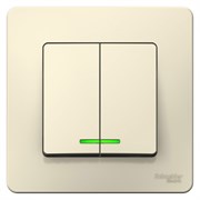 Blanca внутренняя молочная выключатель 2-клавишный с подсветкой, 6А, 250В BLNVS006512