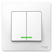 Blanca внутренняя белый выключатель 2-клавишный с подсветкой, 10А, 250B BLNVS010511