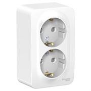 Blanca наружняя белый розетка 2-ая с заземлением, со шторками 16А, 250В, монтажная пластина BLNRA011221