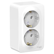 Blanca наружняя белый розетка 2-ая с заземлением, со шторками, 16А, 250В BLNRA011201