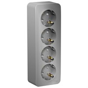 Blanca наружняя алюминий розетка 4-ая с заземлением, со шторками 16А, 250В, изолированная пластина BLNRA011413