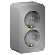 Blanca наружняя алюминий розетка 2-ая с заземлением, со шторками 16А, 250В, изолированная пластина BLNRA011213