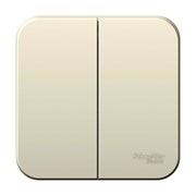 Blanca наружняя молочная выключатель 2-клавишный 10А, 250B, изолированная пластина BLNVA105012