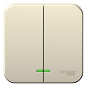 Blanca наружняя молочная выключатель 2-клавишный с подсветкой 10А, 250B, изолированная пластина BLNVA105112