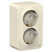 Blanca наружняя молочная розетка 2-ая с заземлением, со шторками 16А, 250В, изолированная пластина BLNRA011212